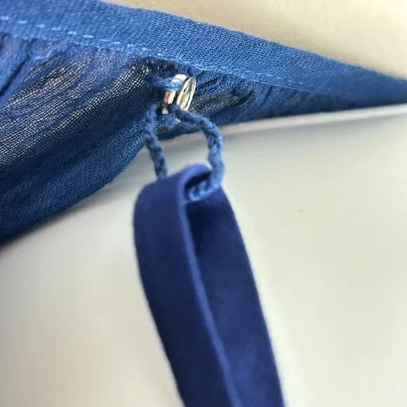 Trina Turk Blue Embroidered Boho Cotton Lined Floral Tunic Dress Size 6 NEW - Picture 13 of 15